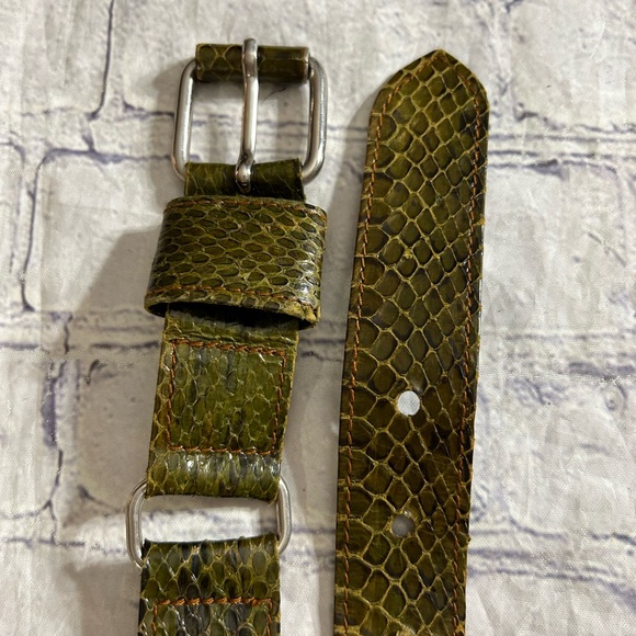ADOLF VINTAGE 90’S OLIVE GREEN SNAKESKIN GOLD TONE HARDWARE WOMEN’S BELT main image 5